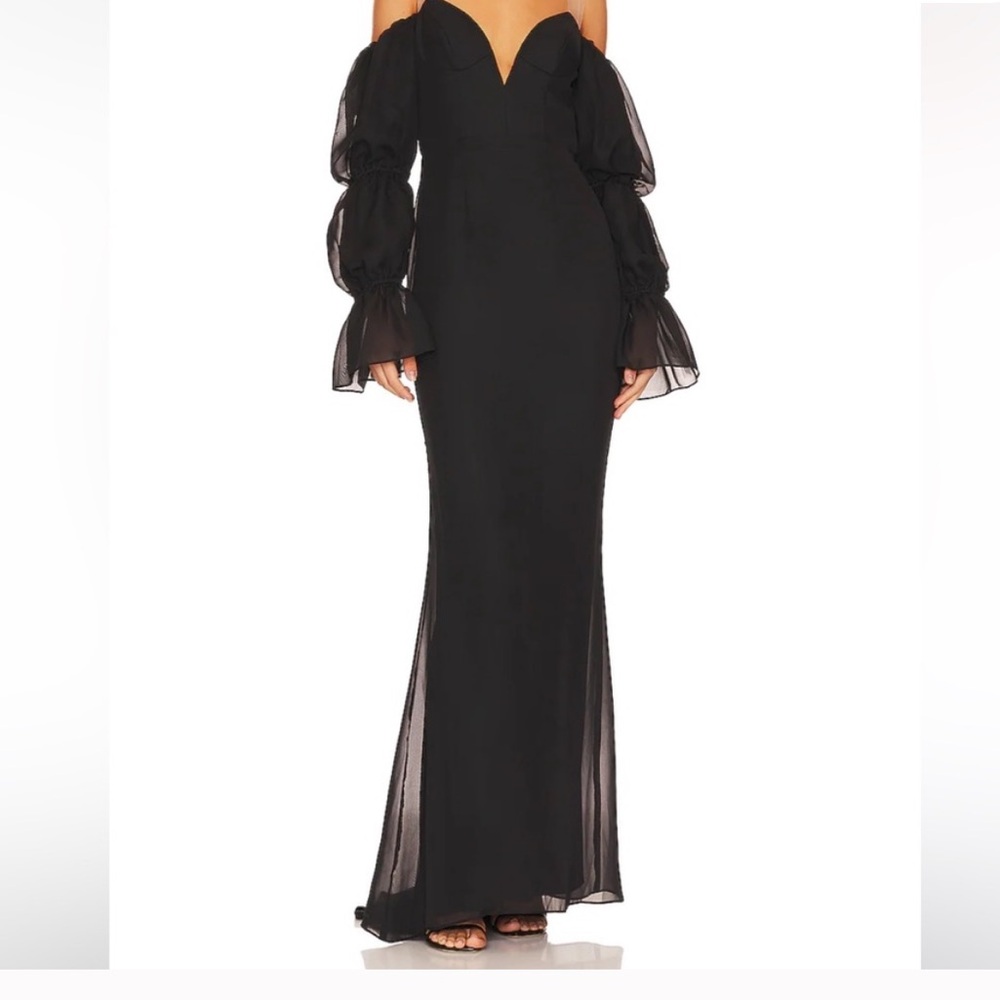 Katie May Elegant Black Long Sleeve Dress (Estella Gown)